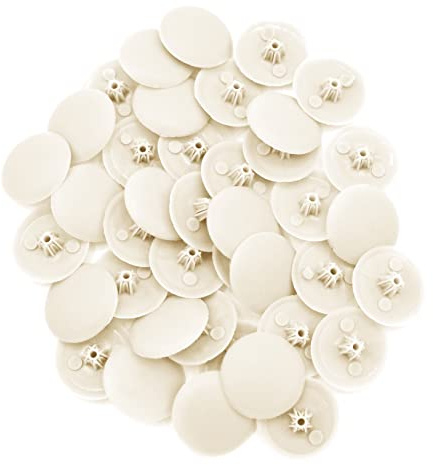 Snap-On Bifix Cover Caps To Use with Phillips Ph2 & Pozidrive Pz2 Pozi Screws - Pack Of 50 Biffix Covers : Antiue White