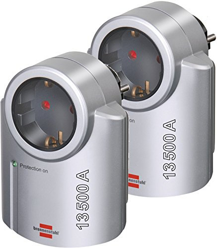 Brennenstuhl PRIMERA-Line Adaptateur de courant avec protection contre les surtensions (adaptateur de protection pour équipement électrique) Argenté/noir