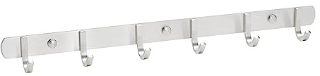 SOTECH Barra de 6 ganchos SAMU Gancho de pared Gancho para abrigos de acero inoxidable cepillado 460 mm Barra de ganchos