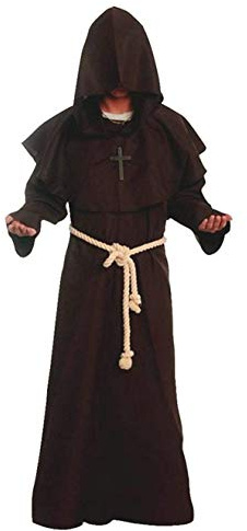 Golden service Priester Robe munk medelålders huva huva kashmir renässance rock kostym