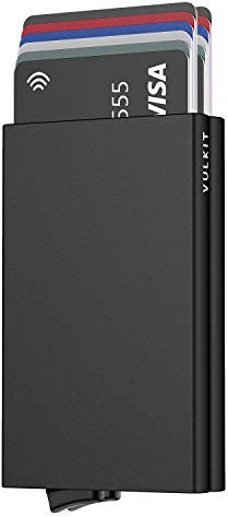 VULKIT Kartenetui Metall mit RFID NFC Schutz Karten Geldbörse Herren Geldbeutel Doppelt Karten Etui für 10 Karten, Schwarz