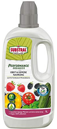 Substral Naturen Performance Organics Obst & Gemüse Nahrung, Bio Spezial Flüssigdünger mit N-Max Formel, 1 Liter