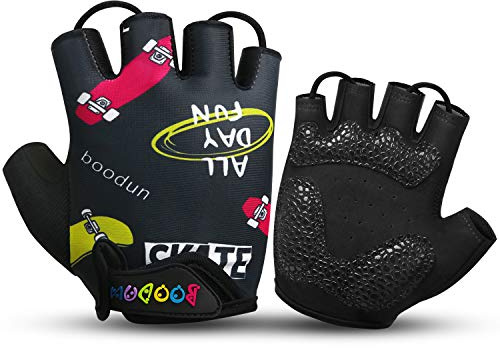 KONVINIT Guanti da bici bambino estate, Guanti ciclismo mezzo dito per bambini 2-10 anni, Traspiranti con antiscivolo, Guanti da bici bimbo