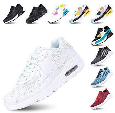Hitmars Scarpe Running Uomo Donna Ginnastica Sneaker Leggere Traspirante Outdoor Sportive Calzature da Corsa Pallavolo Tennis Bianco 37