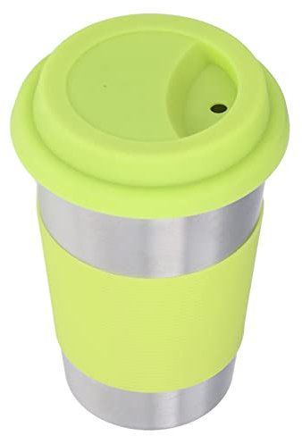 Mumusuki Trinkbecher aus Metall, BPA-frei, stapelbar, robust, spülmaschinenfest, Wärmedämmung, bruchsicherer Edelstahlbecher mit Silikonbecher für die Schule(Grünes Tassenset)