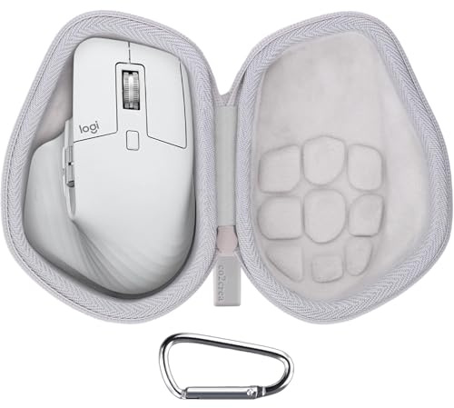 co2CREA Hard Travel Case for Logitech MX Master 4 /Master 3 /Master 3S | Compact EVA Mouse Storage Case with Grid Shock Absorbing Foam Cushion & Detachable Carabiner