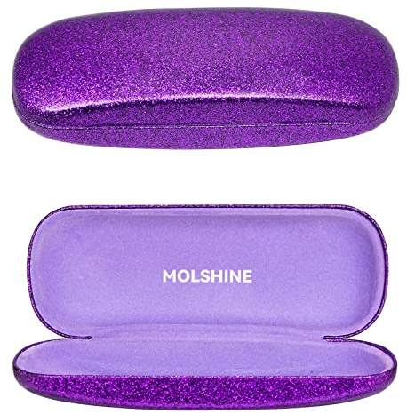molshine Brillenetui aus Hartschalen Leder,tragbares Brillentasche für Frauen,Männer,Mädchen,Reisen,Studium,Arbeit