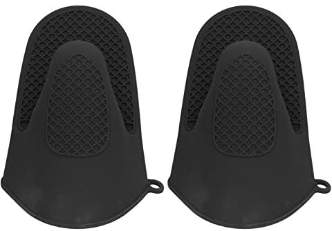 Värme- och Halkbeständiga Ugnsvantar i Silikon, Köksugnshandske, Hög Värmebeständig, Värmebeständiga Grytlappar, Flexibla Ugnshandskar, med Halkfri Silikonyta för Matlagning, 1 Par(Svart)