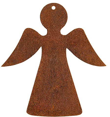 Deko Kind - Angelo arrugginito – 8 x 9 cm – resistente alle intemperie – ruggine – giardino – metallo – statuetta da giardino – decorazione da parete – angelo ruggine – figura di angelo