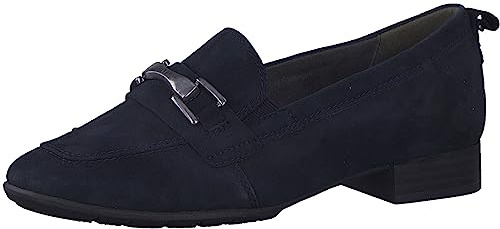 Tamaris Comfort mocassini da donna senza tacco in pelle da ufficio slip-on calzata comfort, Blu (Navy Suede), 39 EU