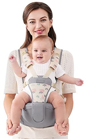 SONARIN Sac banane respirant simple Hipseat pour bébé avec siège multifonctionnel porte-bébé ergonomique, porte-bébé pour bébé 0-36 Mois(gris)