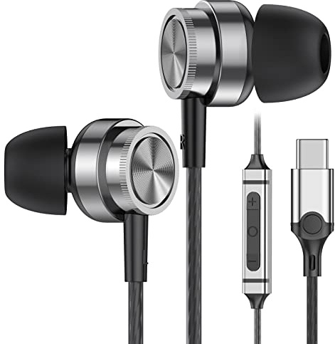 USB C Kopfhörer für iPhone 15 Pro Max Plus,In-Ear USB C Kopfhörer für Samsung Galaxy S24 Ultra S23 S22 FE A53 A54, USB C HiFi Sound Ohrhörer mit Mikrofon für ipad Pro 2023/2022,Pixel 7/6/5 and etc