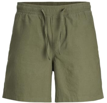 JACK&JONES PLUS JPSTJAIDEN JJSUMMER Linne BLE Short PLS, Dammig oliv, 44 SE