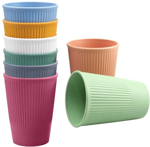 WakiHong 8 Stk Unbreakable Trinkbecher Becher Kunststoff Set trinkbecher kinder für Erwachsene-Kaffee,Tee Milch,BBQs,Picknicks & Strand,Multifunktionale,kapazität 300ml.
