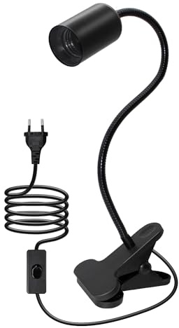 Lampada a morsetto E27, 240 cm, cavo 10 mm, spessore 360 gradi, flessibile, collo di cigno, portalampada E27, lampade da comodino, lampade a clip per scrivania