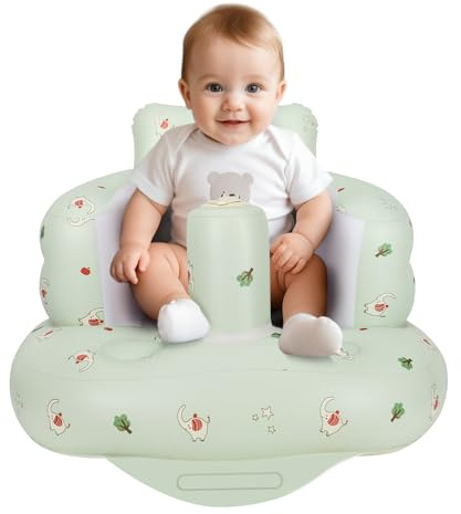AirSwim Inflatable Baby Seat, Inflatable Baby Chair for Babies 3 Months and Up, Summer Blow Up Chair with Built in Air Pump, Infant Floor Sofa for Learning to Sit, Palying, Camping, Elephant