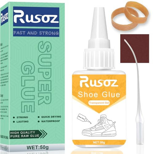 Rusoz Schuhkleber Extra Stark Wasserfest, 50g Transparent Schuhsohlenkleber Professioneller Schuhreparaturkleber Wasserdichter Kleber Schuhsohle Für Turnschuhe, Lederschuhe, Stiefel, Leder, Gummi