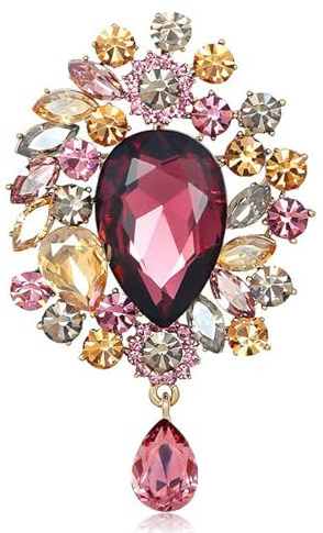 Qiwenr Broche Cristal, Broche de Mode Pour Femmes, Broches Cristal Vintage Élégant et Unique, Adapté aux Robes, Pulls et Décorations de Vestes