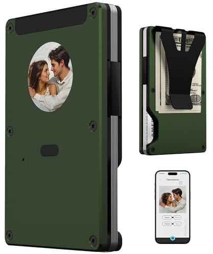 LORESJOY Airtag Slim Wallet,E-Ink Portmonee,Kartenetui RFID Blocking,Geldbeutel Portemonnaie Kreditkartenetui,Geldbörsen,Geschenk Ausweis- & Kartenhüllen (Grün)