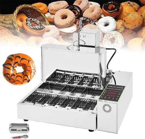 6 Rows Commercial Automatic Donut Making Machine, 2700pcs/h Auto Doughnut Maker with 9.5L Hopper