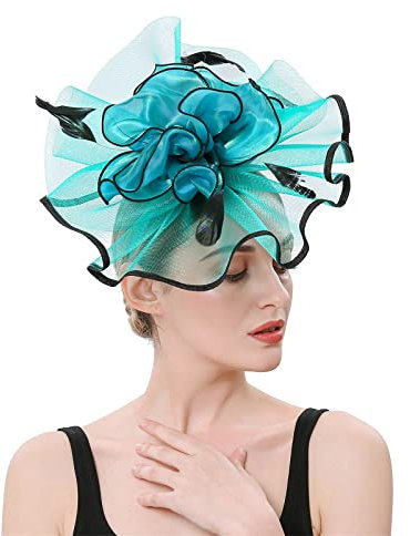 Große Schweißbänder, Hüte für Damen, Fascinator, Blumenhut für Tee, Hochzeit, Kirche, doppelte Verwendung von Haarspangen und Reifen, Yoga-Stirnband, rutschfest, grün, Einheitsgröße