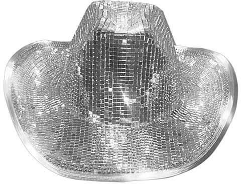 -Cowboyhut, Pailletten, Glitzer, Discokugelkappen, Disco-Hut, Junggesellenabschied, lustiger Hut, Zubehör, Club, Tanz, Bühne, Bar für Damen