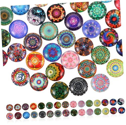 BELLIFFY Bunte Mixe Mosaik Glasfliesen 50 Stück Runde Fliesen Zum Basteln Glasmosaik Zubehör Für Schmuckherstellung Und Dekoration