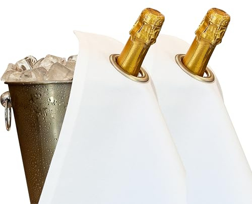 Classic BottleCloths, 42 cm, Cotton, Corner Metal Ring (White with Silver Ring, Pack of 2) | Luxury Fabric · Absorbent · 100% Recyclable · Zero-Rust Brass Ring · Hand Finished