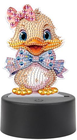 JISHSHAY Canard Diamond Painting Lampe LED Diamant Painting Lampe Chevet Peinture Diamant Veilleuse Bricolage Lumière Broderie LED Puzzle Adulte Veilleuse de Nuit Point de Croix Night Light