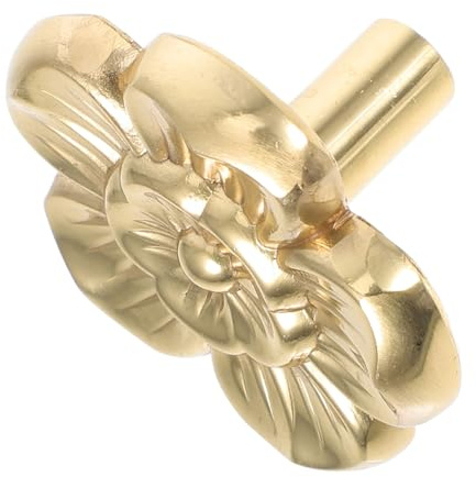 Amosfun Pomello in Ottone Dorato a Forma di Fiore Forgiato, Stile Vintage, per Cassetti e Armadi, Elegante e Resistente, Uso Quotidiano