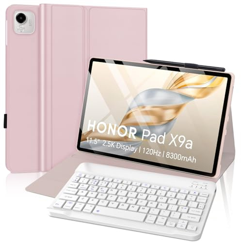 FOGARI Clavier pour Honor Pad X9a WiFi Tablette 11.5 Pouces 2025, Étui Housse pour Honor Pad X9 Pro 2025, AZERTY Français Clavier Magnétique Bluetooth sans Fil, Rose