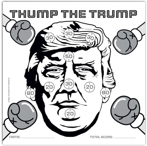 100 PAPER TARGETS Air Gun Pistol Rifle Pellet (Thump the Trump) 14x14cm 100gsm Paper Fun Shooting Gun Training Practice Airsoft Shooting Black/White #1860