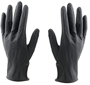 HOMOCONO Hair Salon Laboratory Latex Gloves 5 Pairs Medium Reusable Black Hair Dye Gloves for Salon and Lab Use