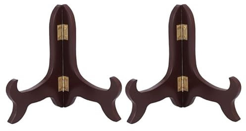 Ipetboom 2 PièCes Support Pour Assiettes DéCoratives Bois PréSentoir Porte-Assiette Stable Pour Cuisine Restaurant Bureau