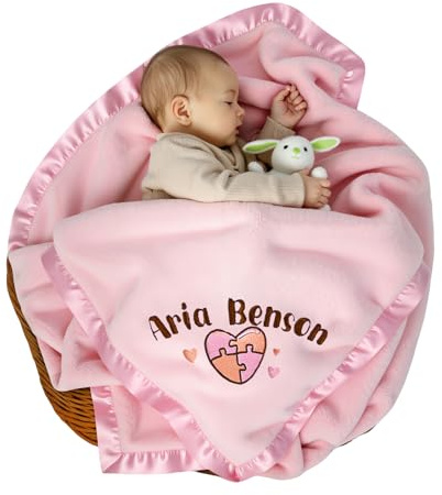 CWYW Babydecke Personalisiert Mädchen, Personalisierte Geschenke Baby, Babydecke mit Namen für Babyparty Geburt Neugeborenen Geschenk (Rosa)