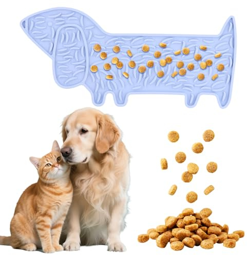 Schleckmatte Hund, Leckmatte in Dackelform, lebensmittelechtes Silikon, Slow Feeder zur Angst- und Stressminderung, leicht zu reinigen, Saugnäpfe