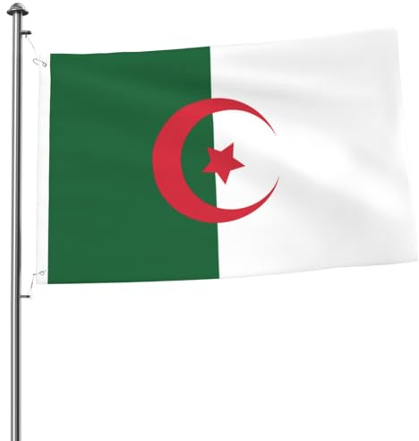 Drapeau de l'Algérie 2x3 Double Face - Bannière d'extérieur robuste et décorative, idéale pour le jardin, la chambre et la décoration de fête