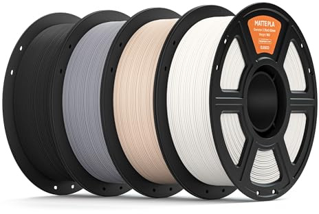 ELEGOO Matte PLA Filament 1.75mm Schwarz Weiß Grau Beige 4KG | Sauber gewickeltes Filament, Einfach zu Bedienen, 1kg Kunststoffspule(2.2lbs) PLA Matte Filament für Meisten FDM 3D Drucker