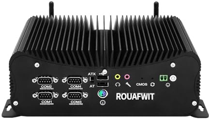 ROUAFWIT Industrie PC Fanless Mini PC Core i5-7287U, DDR4 0GB RAM 0GB SSD, Barebone, 4RS232/422/485 COM, 2Gigabit LAN, HD+VGA, Fanless Industrial Fanless Embedded Auto Power On