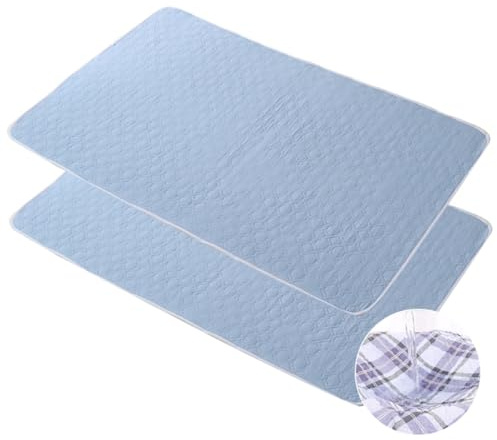 Hearda 2 Stück Inkontinenzunterlage Waschbar Saugfähig, Inkontinenz Bettunterlage für Kinder Senioren, Moderne Druck Wasserdicht Matratzenschutz Inkontinenz Sitzauflage (Blau,100x150cm)