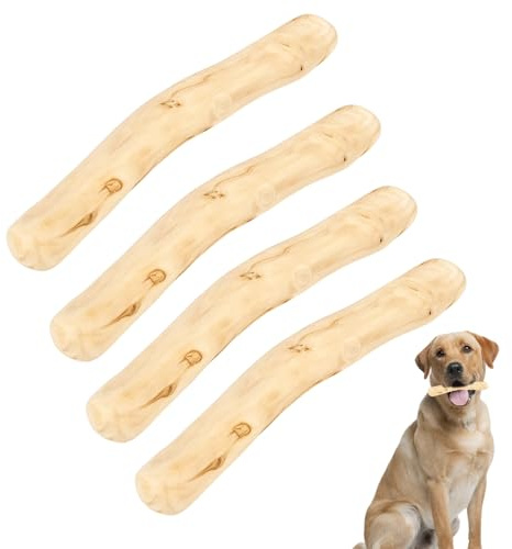 PDirat Kaffeeholz Für Hunde, 4 Stück Kaffeeholz Für Welpen, Natürliches Kauholz Für Hunde, Ideale Zahnpflege Und Beruhigung Für Kleine Bis Mittlere Hunde, 15x2 cm Größe Aus Holz