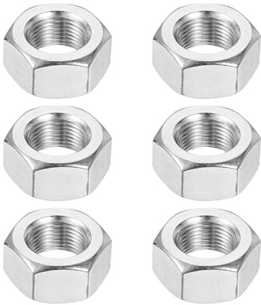 QUARKZMAN M12x1mm Sechskantmuttern, 6 Stück 304 Edelstahl metrische Feingewinde-Sechskantmuttern Befestigungselemente 19mm/0,75 Breite, 10mm/0,39 Höhe für Maschinenbau Automobilindustrie