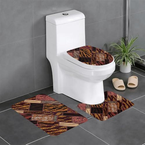 YYHHAOFA Lot de 3 tapis de sol de style africain motif patchwork absorbant l'eau et antidérapant pour salle de bain, toilettes et cuisines