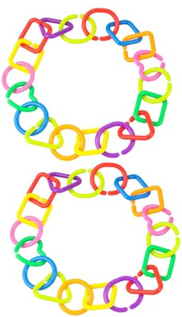 FIXOSHEE 70pcs Chain Links for Motor Skill Development with Geometric Shapes and Sensory Rings Versatile Clips for Strollers Seats and Play Mats