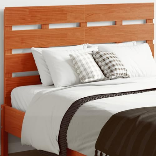 Teenpull Cabecero de cama de madera maciza de pino de 135 cm, color marrón cera, patas resistentes, excelente respaldo para dormitorio