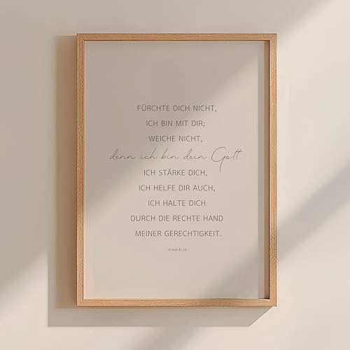 AusGlaubenLeben®, Fürchte dich nicht, Christliches Poster, Bibelvers, Christliche Bilder, Jesus Bild, Wohnzimmer Deko, Tischdeko, Taufgeschenk, Schlichte Wanddeko, Glaube Liebe Hoffnung (40x50cm)