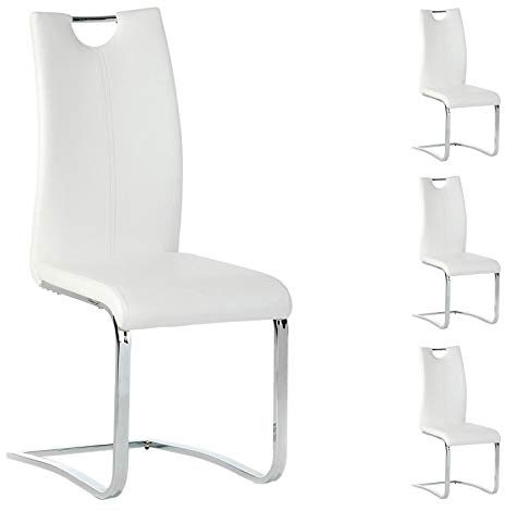 IDIMEX Oscilante Silla Silla de Comedor Saba, Juego con 4 sillas en Cromo, selección de Colores