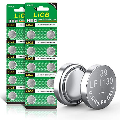 LiCB 20 PCS LR1130 AG10 Battery 1.5V Alkaline Button Cell Batteries for Watch