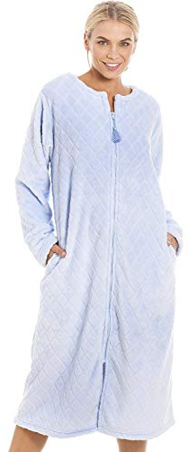 Camille Robe De Chambre Polaire Super Douce pour Femme - Peignoir Zippé à Imprimé Diamant - Manches Longues Et Poches Latérales pour Un Confort Et Une Chaleur Ultimes Violet