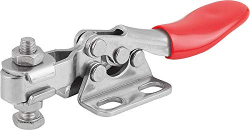 KIPP Schnellspanner horizontal mit waagrechtem Fuß - M4x20 Kniehebelspanner für Werkbänke, Maschinenbetrieb und Schweißarbeiten - Anti Rutsch Klemmspanner - L=79mm - 1 Stück